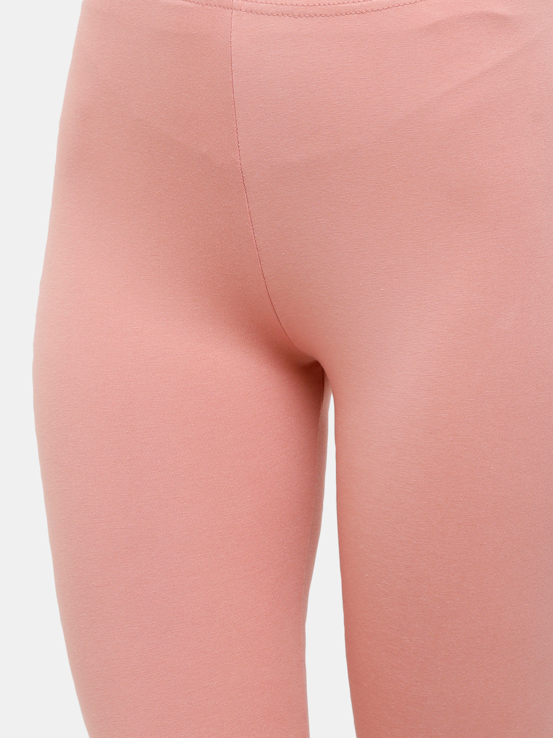 De Moza Ladies Ankle Length Leggings Solid Cotton Light Peach - De Moza