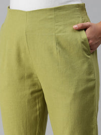 De Moza Women's Cigarette Pant Lemon Green