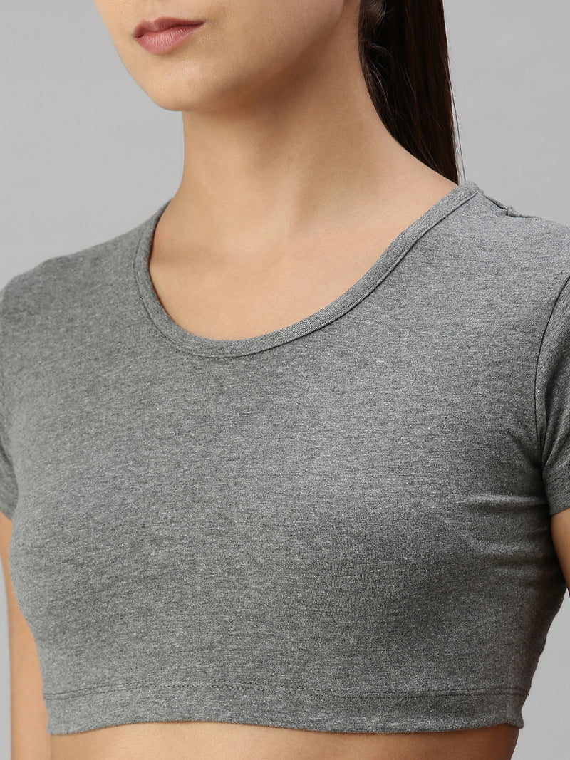 De Moza Ladies Active Crop Top Anthra Melange