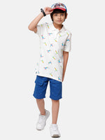 Kids - Boys Printed Half Sleeve T-Shirt Offwhite