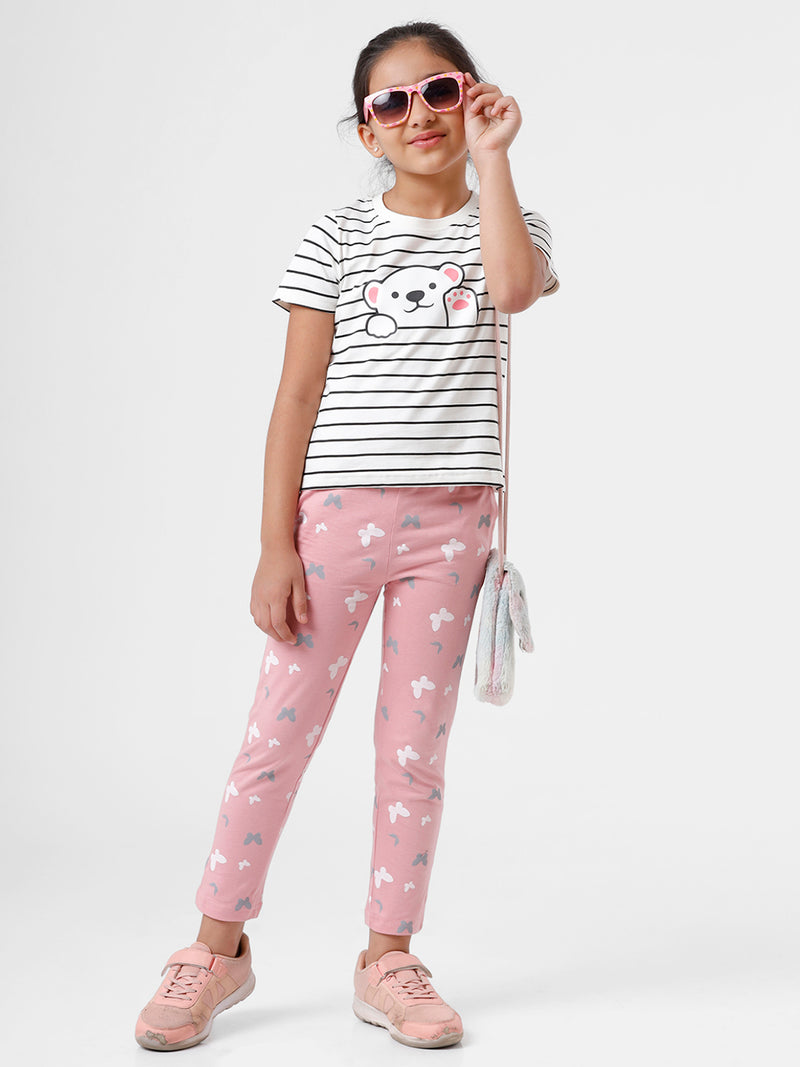 Kids – Girls Printed Straight Pant Bridal Rose