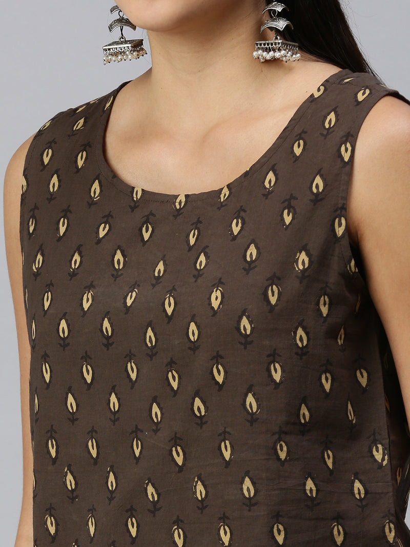 De Moza Women's Printed Crop Top Dark Grey