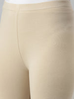 De Moza Ladies Ankle Length Leggings Solid Cotton Sand - De Moza