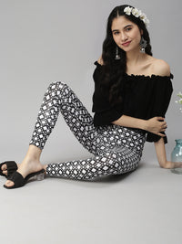 De Moza Ladies Printed Leggings Black