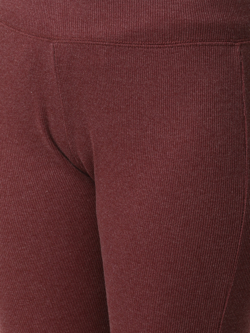 De Moza Ladies Maroon Melange Leggings - De Moza (4332603637823)