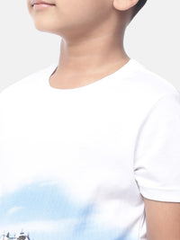 PIPIN Kids - Boys Half Sleeve - Basic crew neck Printed T-Shirt Cotton White - De Moza (6682127597631)