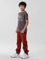 Kids - Boys Printed Half Sleeve T-Shirt Dark Grey
