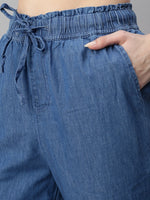 De Moza Ladies Crop Palazzo Ice Blue