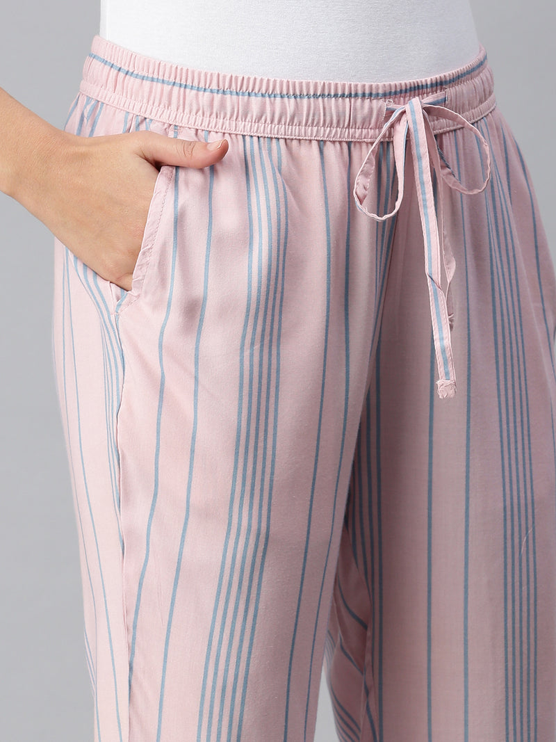 De Moza Ladies Printed Pyjama Pant Calcite Blue