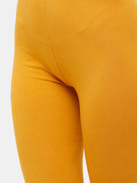 De Moza Ladies Churidar Leggings Solid Cotton Dark Mustard - De Moza