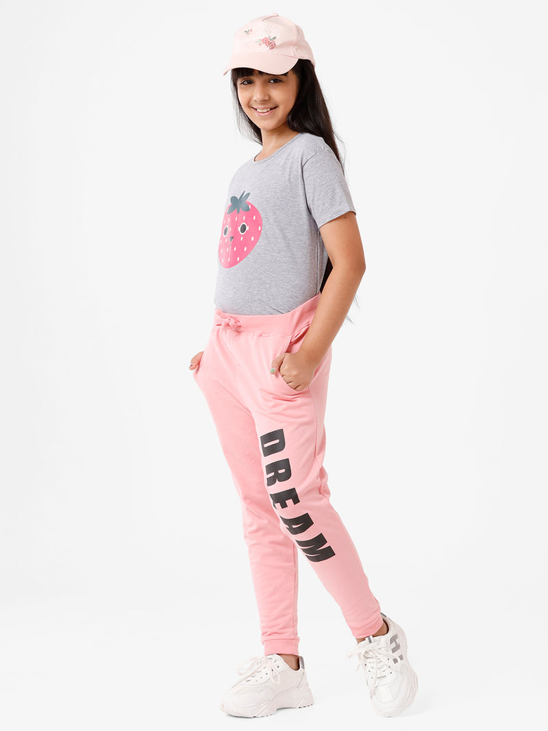 Kids - Girls Printed Jogger Pink