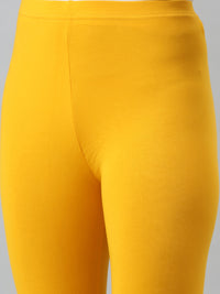 De Moza Ladies Churidar Leggings Solid Cotton Bright Yellow - De Moza