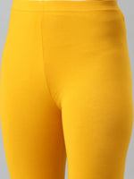 De Moza Ladies Churidar Leggings Solid Cotton Bright Yellow - De Moza