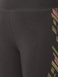 De Moza -  Ladies Printed Ankle Length Leggings Dark Grey - De Moza (4332601737279)