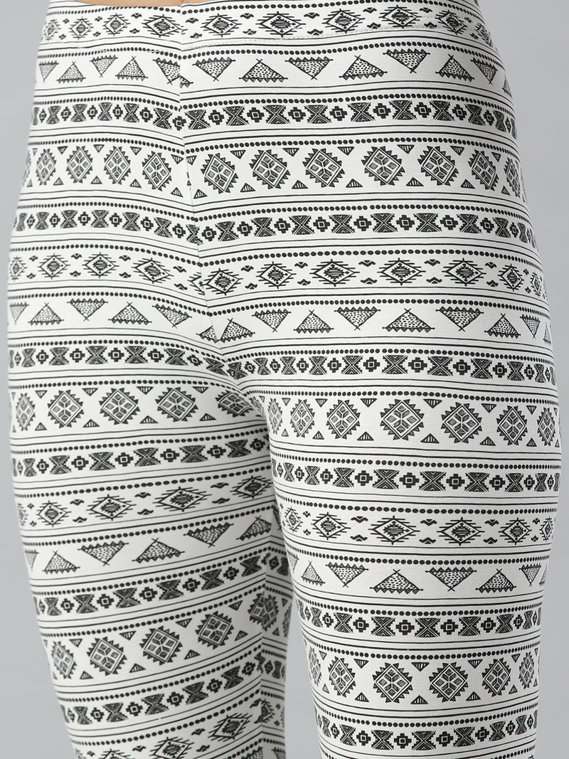De Moza Ladies Printed Ankle Length Leggings Cotton Grey - De Moza
