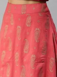 De Moza Women's Printed Skirt Pink