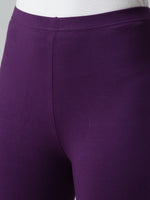 De Moza Ladies Churidar Leggings Solid Cotton Purple - De Moza