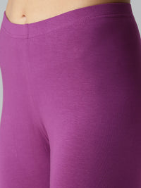 De Moza Ladies Churidar Leggings Solid Cotton Light Purple - De Moza