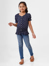 Kids - Girls Printed Top Dark Blue