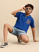 Kids - Boys Printed Half Sleeve T-Shirt Royal Blue