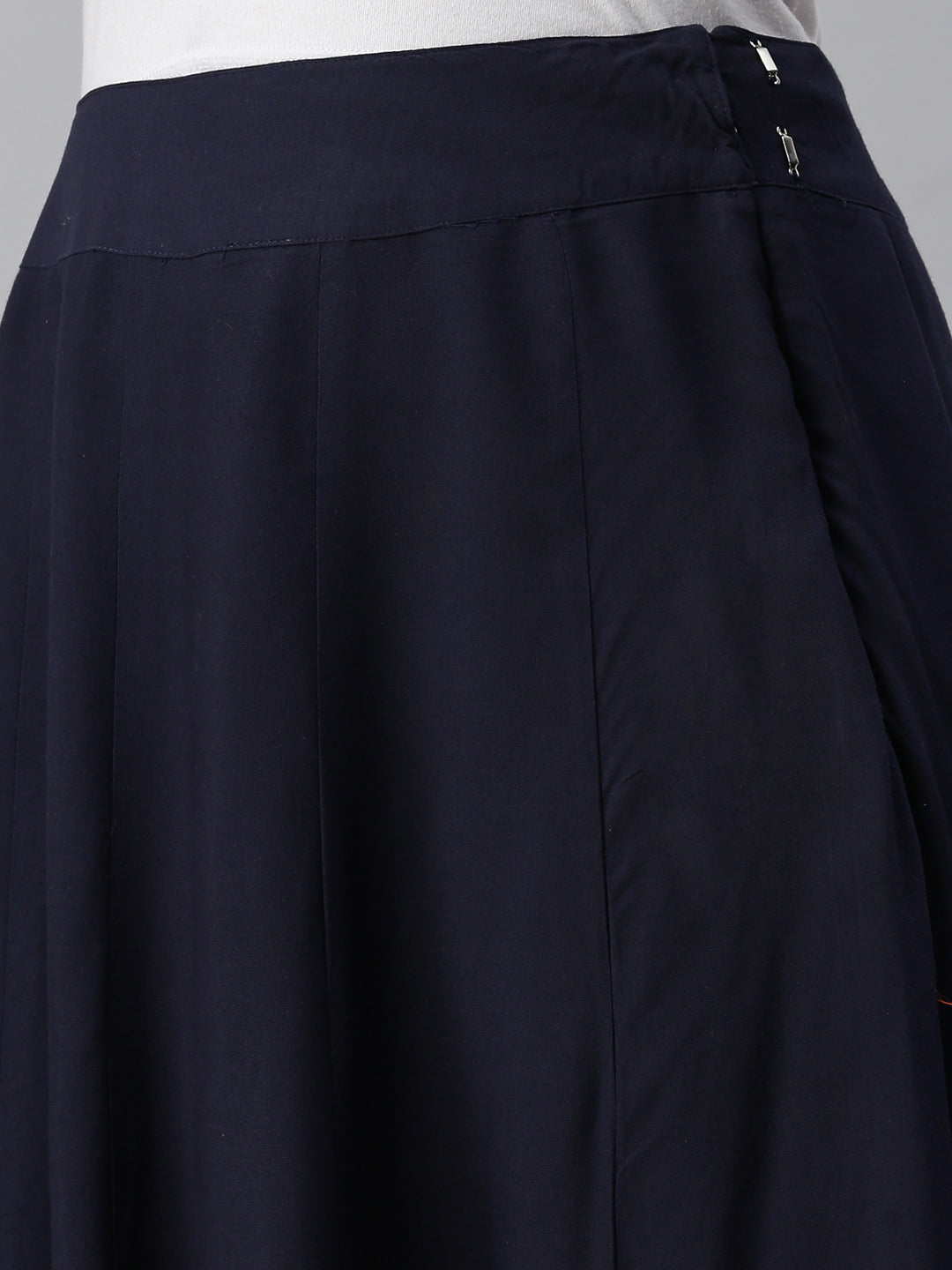 De Moza Women's Printed Ethnic Skirt Rayon Navy Blue - De Moza
