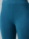 De Moza Ladies Ankle Length Leggings Solid Cotton Dark Teal - De Moza