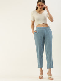 De Moza Ladies Straight Pant Light Blue