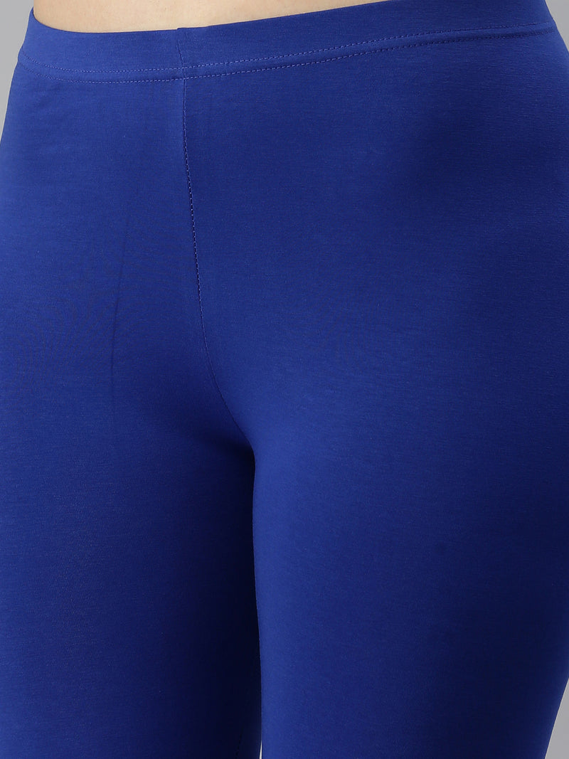 De Moza Women's Premium Ankle Length Leggings Solid Cotton Royal Blue - De Moza (6679540170815)