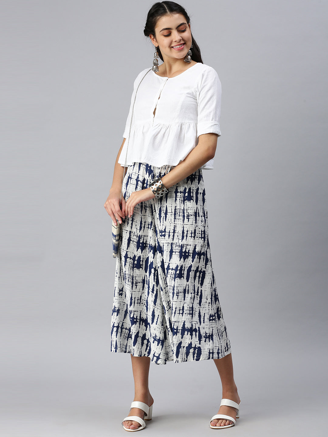 De Moza Women’s Printed Culottes Indigo