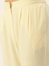 De Moza Women Casual Pant Solid Polyester Butter Yellow - De Moza