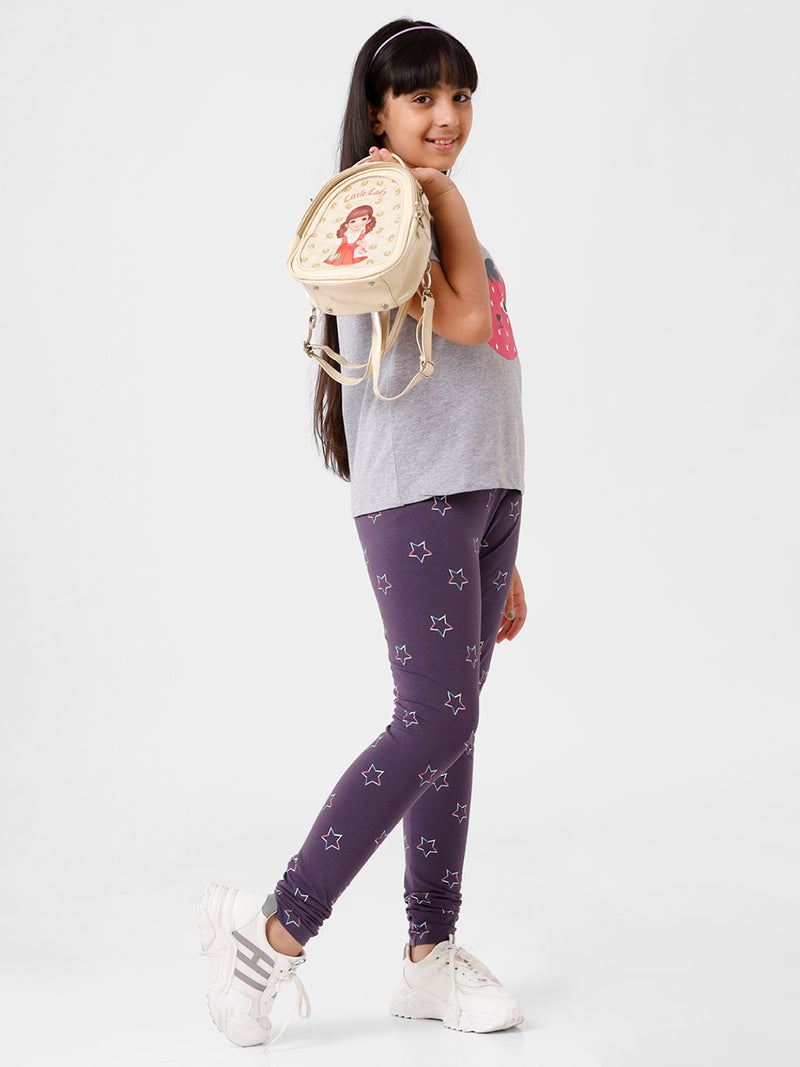 Kids – Girls Printed Ankle Leggings Sweet Grape