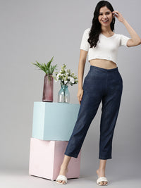 De Moza Ladies Straight Pant Dark Blue