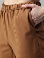 De Moza Women’s Flared Pant Tan(Brown)