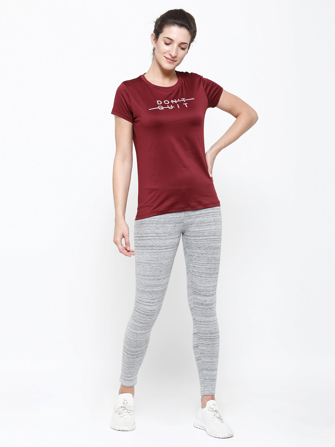 Ladies Half Sleeve Active-T-Shirt Wine