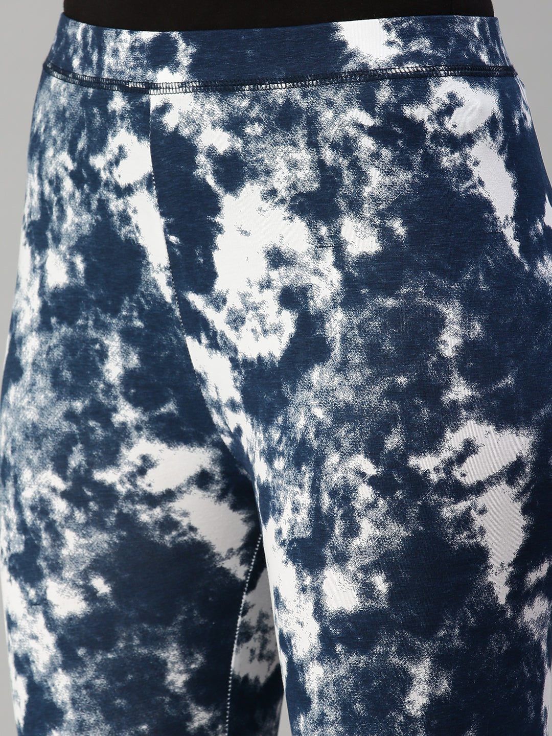 Ladies Printed Active wear Leggings Dark Indigo Blue
