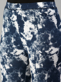 Ladies Printed Active wear Leggings Dark Indigo Blue