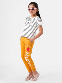 Kids - Girls Printed Jogger Dark Mustard