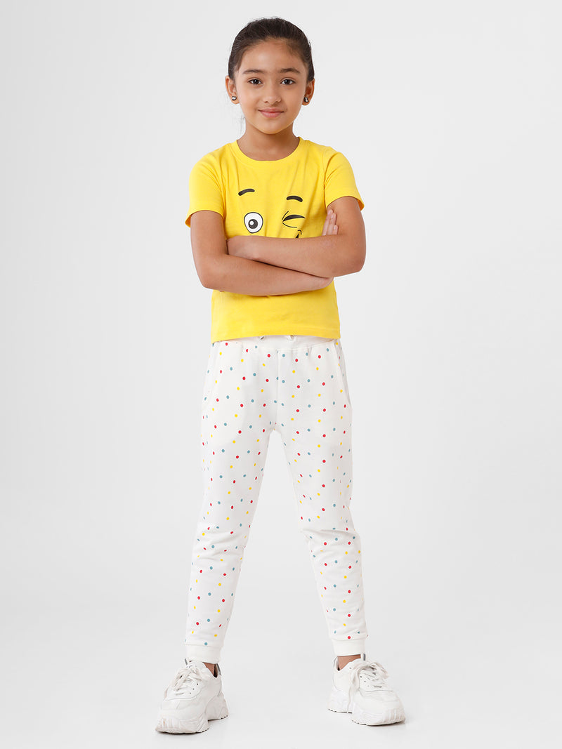 Kids - Girls Printed Jogger Cream