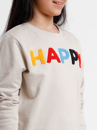 Kids - Girls Printed Sweatshirt Oat Melange