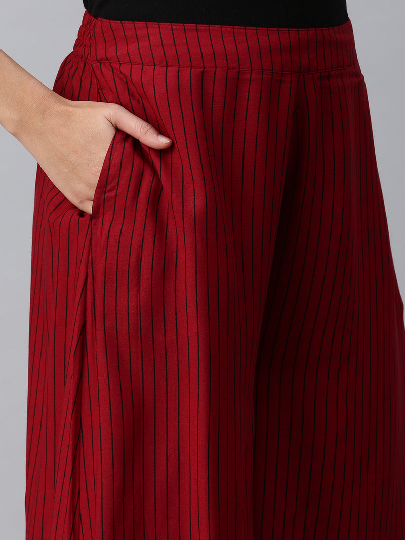 De Moza Women’s Printed Culottes Maroon