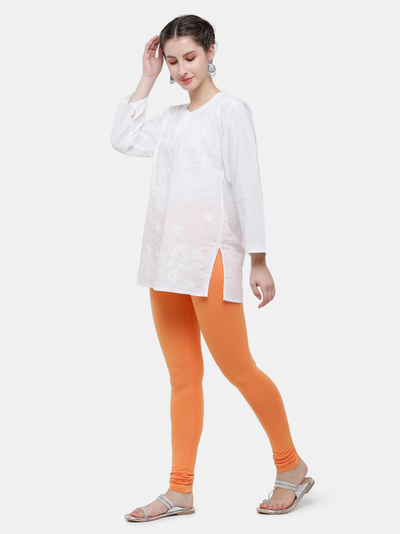 De Moza Ladies Churidar Leggings Solid Cotton Light Orange - De Moza