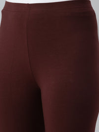 De Moza Ladies Churidar Leggings Solid Cotton Coffee Brown - De Moza