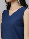 De Moza Women's Embroidery Crop Top Indigo Blue