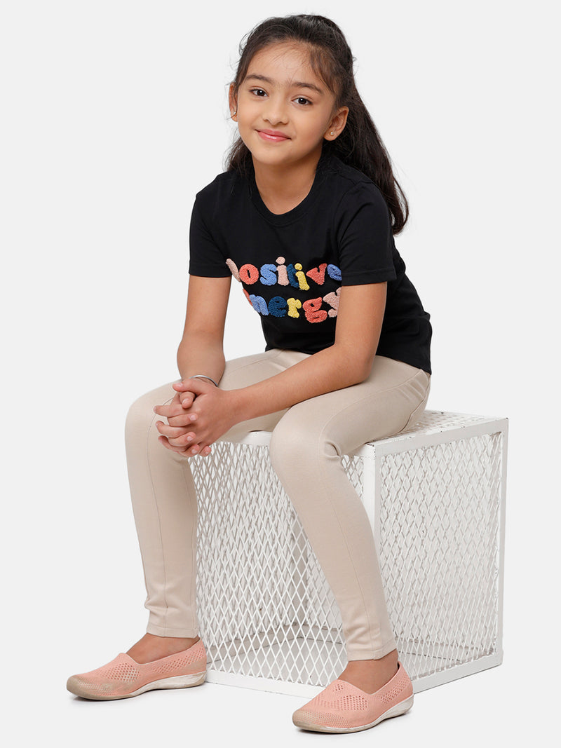 Kids - Girls Printed Top Black