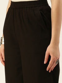 De Moza Ladies Crop Palazzo Black