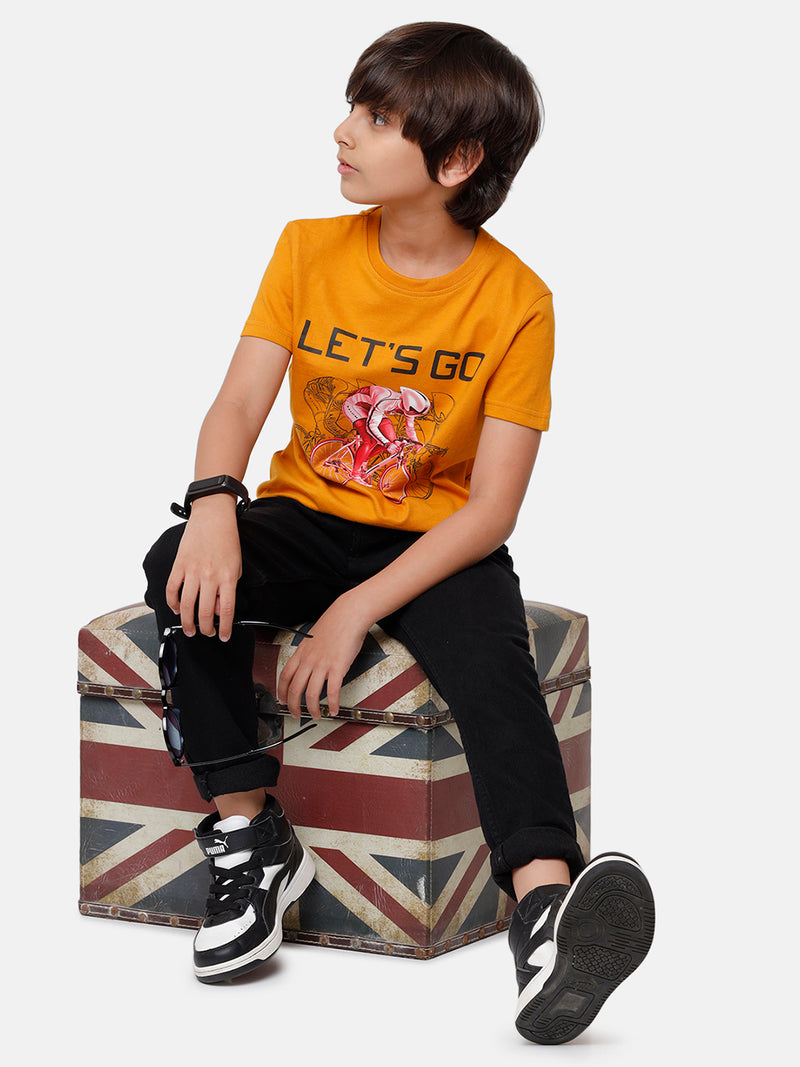 PIPIN Boys Printed T-shirt Dark Mustard