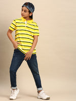 Kids - Boys Printed Half Sleeve T-Shirt Yellow