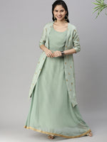 De Moza Women’s Lehenga Set Pista Green (3Piece set)