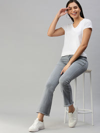 De Moza Women's Half Sleeve Top White