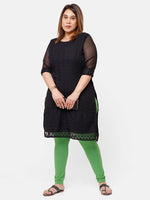 De Moza Ladies Plus Ankle Length Leggings Solid Cotton Light Green - De Moza